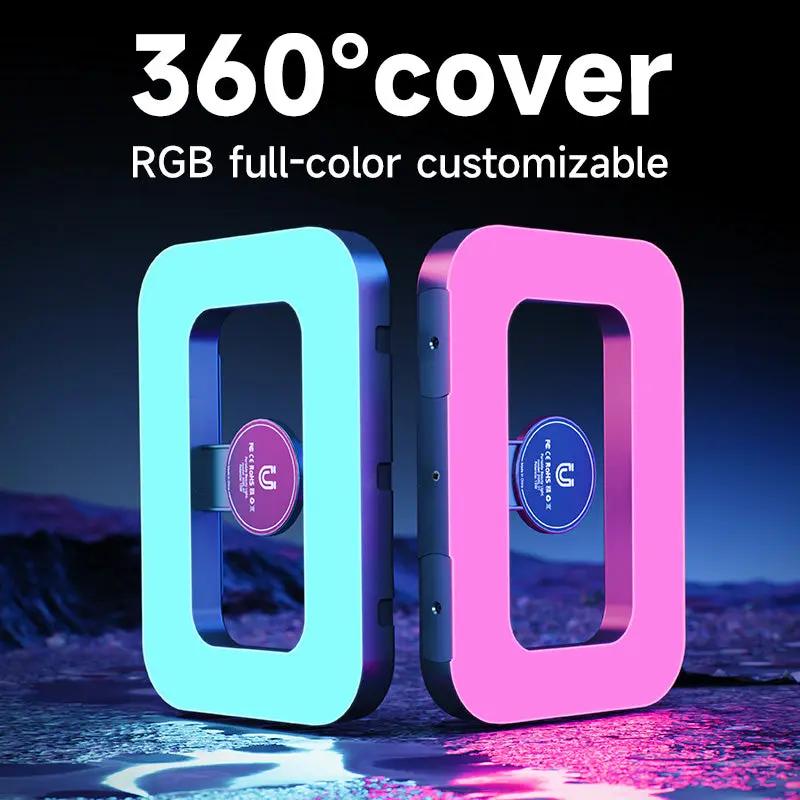 RGB Magnetic Handheld Ring Fill Light - Rechargeable for Phone Live Streaming, Photography, Desktop & Camera Cage Selfie Lightin apophis