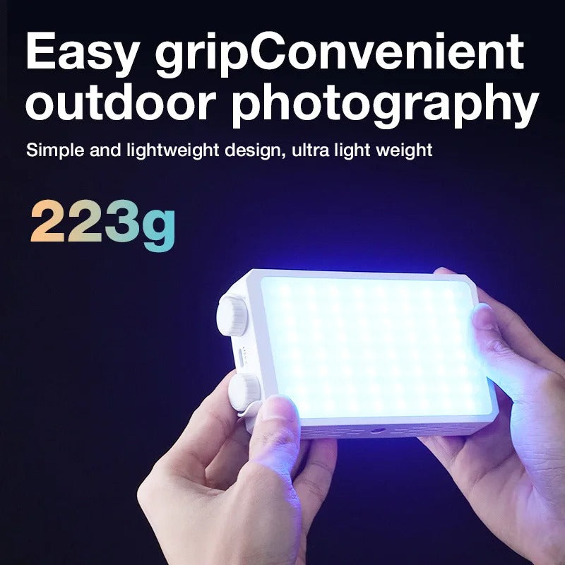 Portable LED Video Light 25W RGB Pocket-Sized Mini Portable Light Temperature Control, Built-in Rechargeable Battery PD Charging