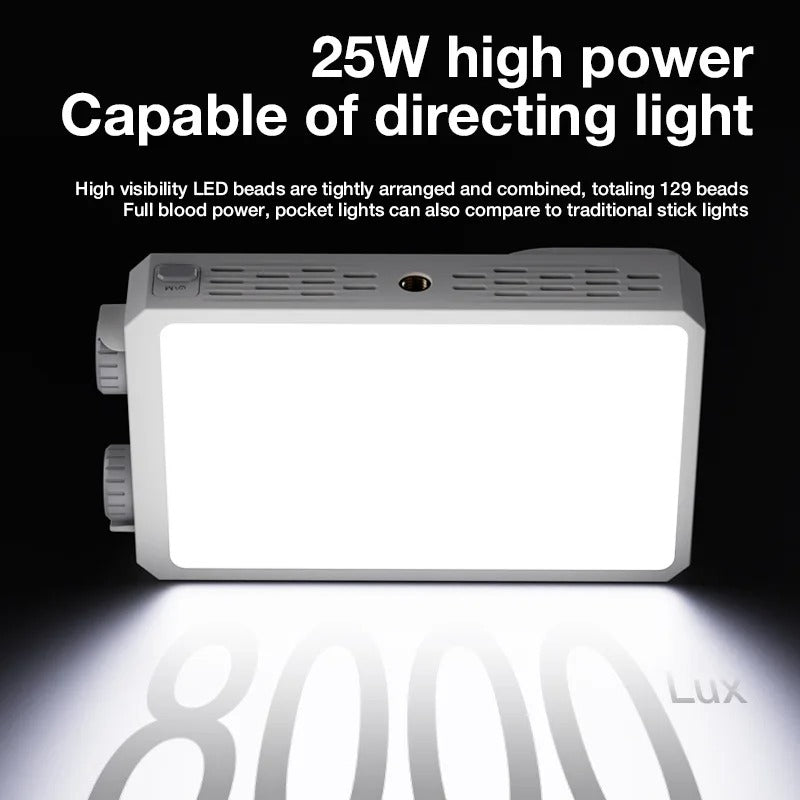 Portable LED Video Light 25W RGB Pocket-Sized Mini Portable Light Temperature Control, Built-in Rechargeable Battery PD Charging