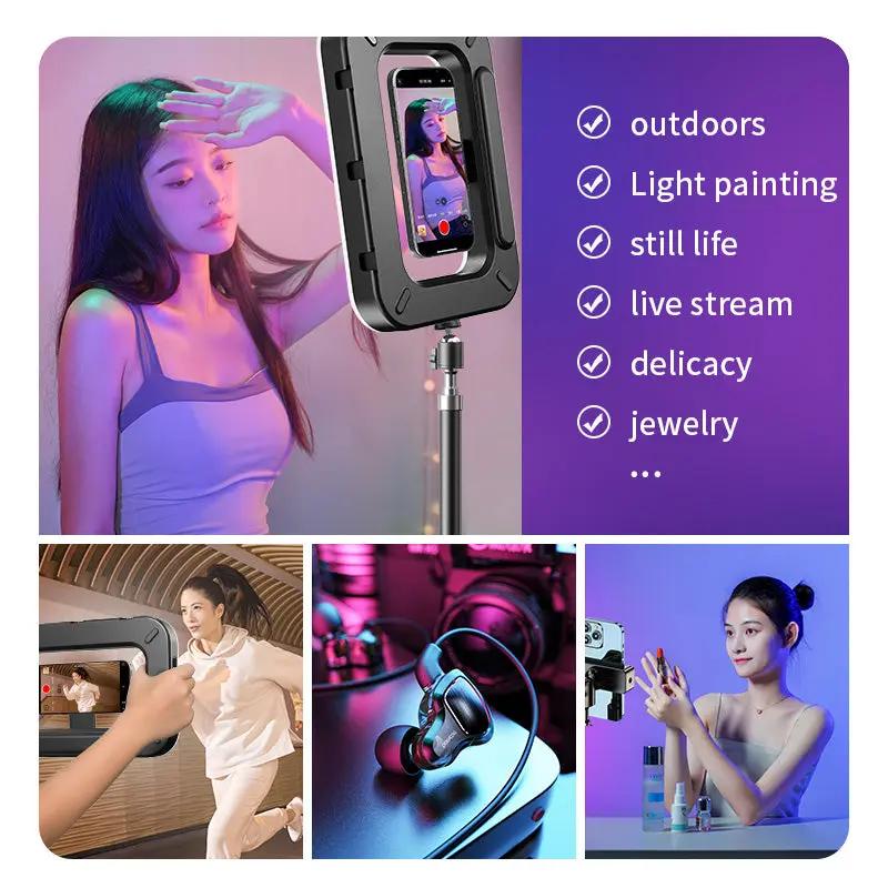 RGB Magnetic Handheld Ring Fill Light - Rechargeable for Phone Live Streaming, Photography, Desktop & Camera Cage Selfie Lightin apophis