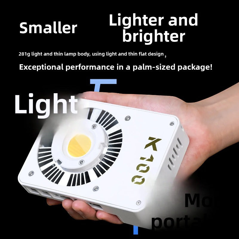 K100 COB Fill Light - 100W Full Color Temperature, Soft Light for Outdoor Night Shooting,Live Streaming & Photography Fill Light