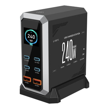 Apophis 240W Cyber-GaN Charger | Real-Time Digital Power Display | 6-Port Fast Charge