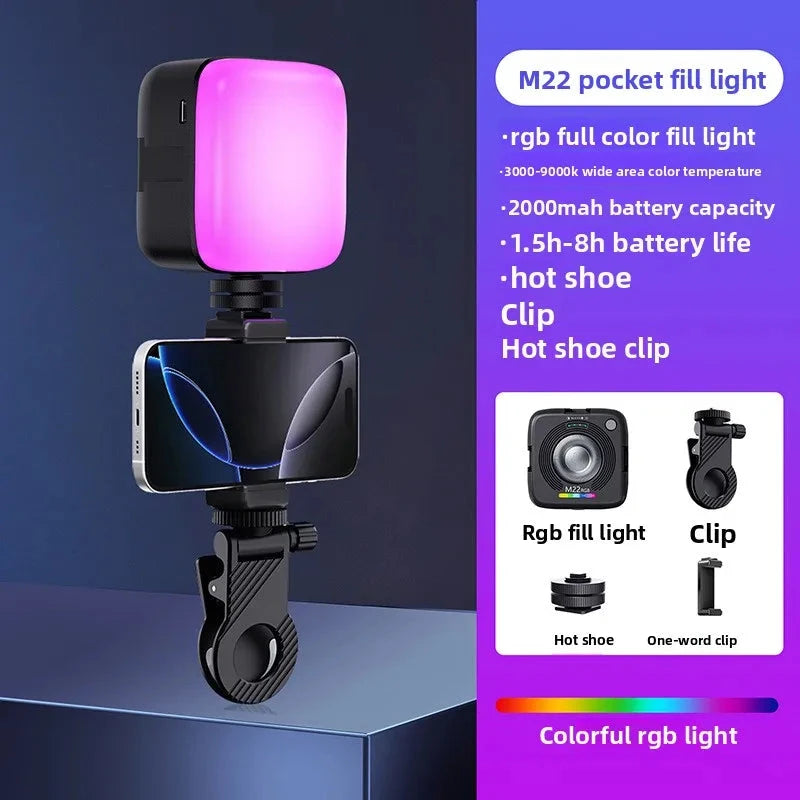 M22 RGB Magnetic suction Pocket Atmosphere Light (New) - Compact for Phone/Mirrorless Camera, Perfect for Live Broadcast, Photo & Video Lighting apophis