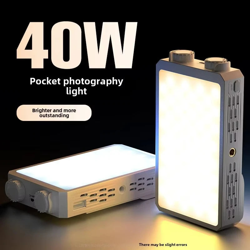 40W Mini Portable LED Fill Video Light with Built