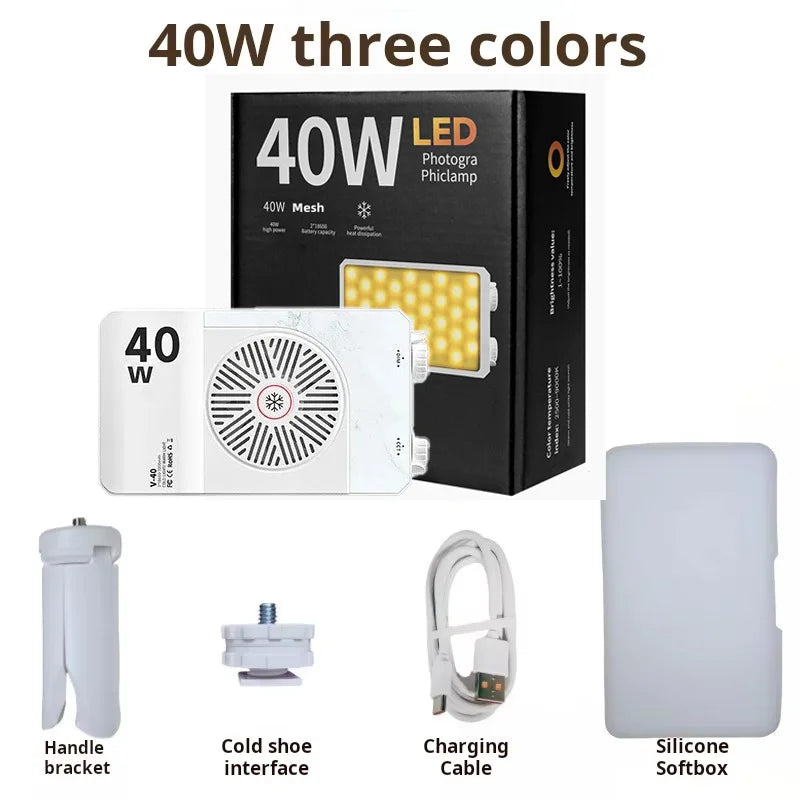 40W Mini Portable LED Fill Video Light with Built
