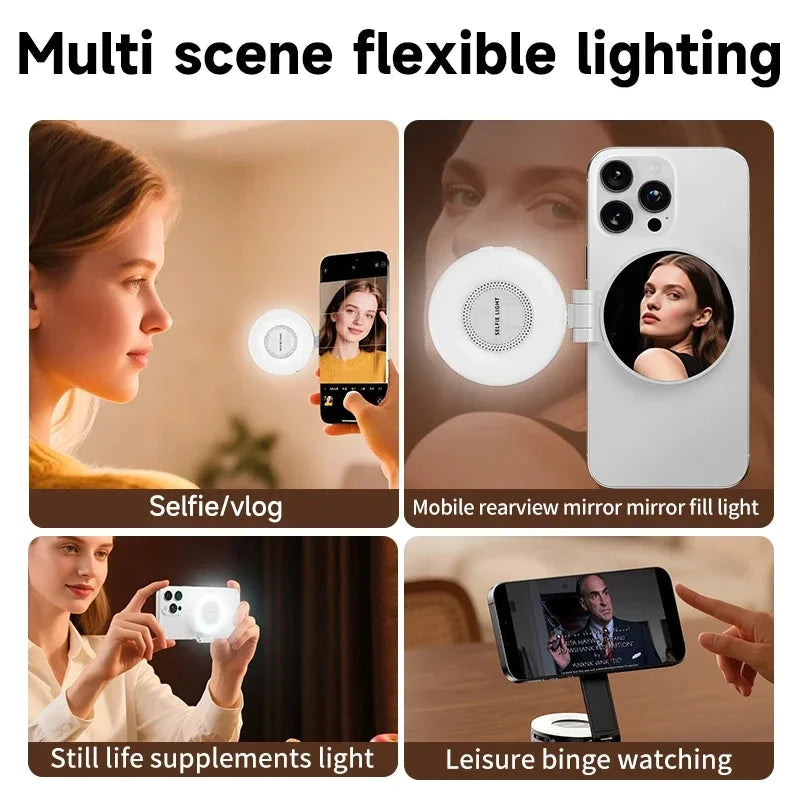 LED Selfie Fill Light for Magsafe Phone Adjustable Brightness Magsafe-Compatible Smartphone Vlog Photography Video Accessory apophis