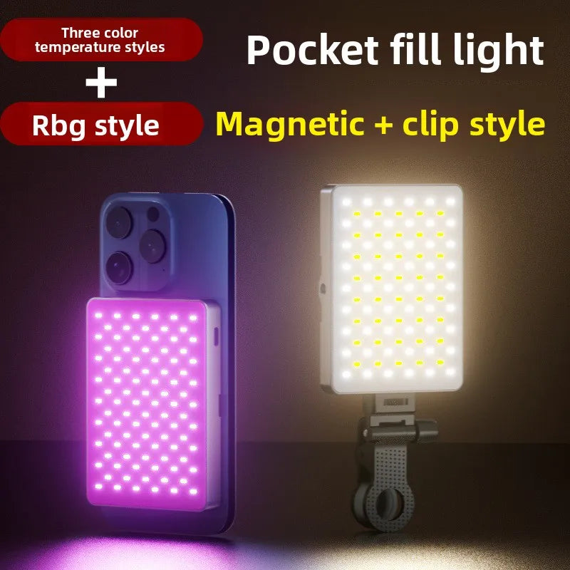 Portable Magnetic Mobile Phone Fill Light RGB Fill Light For Phone Camera Professional Live Stream Video Photography Lighting