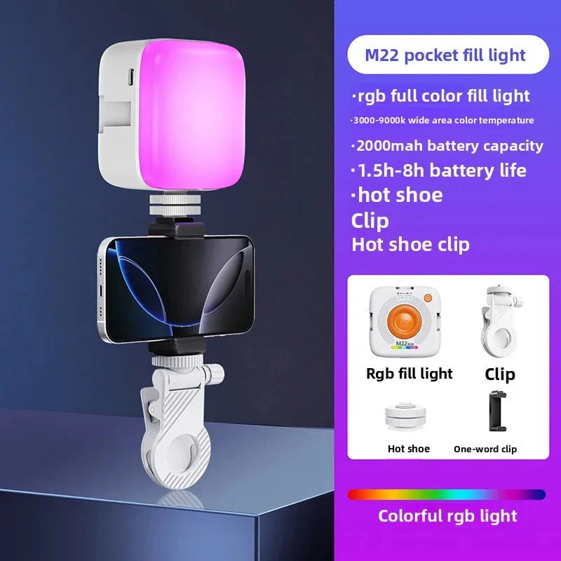 M22 RGB Magnetic suction Pocket Atmosphere Light (New) - Compact for Phone/Mirrorless Camera, Perfect for Live Broadcast, Photo & Video Lighting apophis