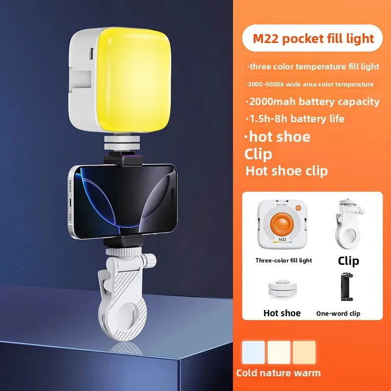 M22 RGB Magnetic suction Pocket Atmosphere Light (New) - Compact for Phone/Mirrorless Camera, Perfect for Live Broadcast, Photo & Video Lighting apophis