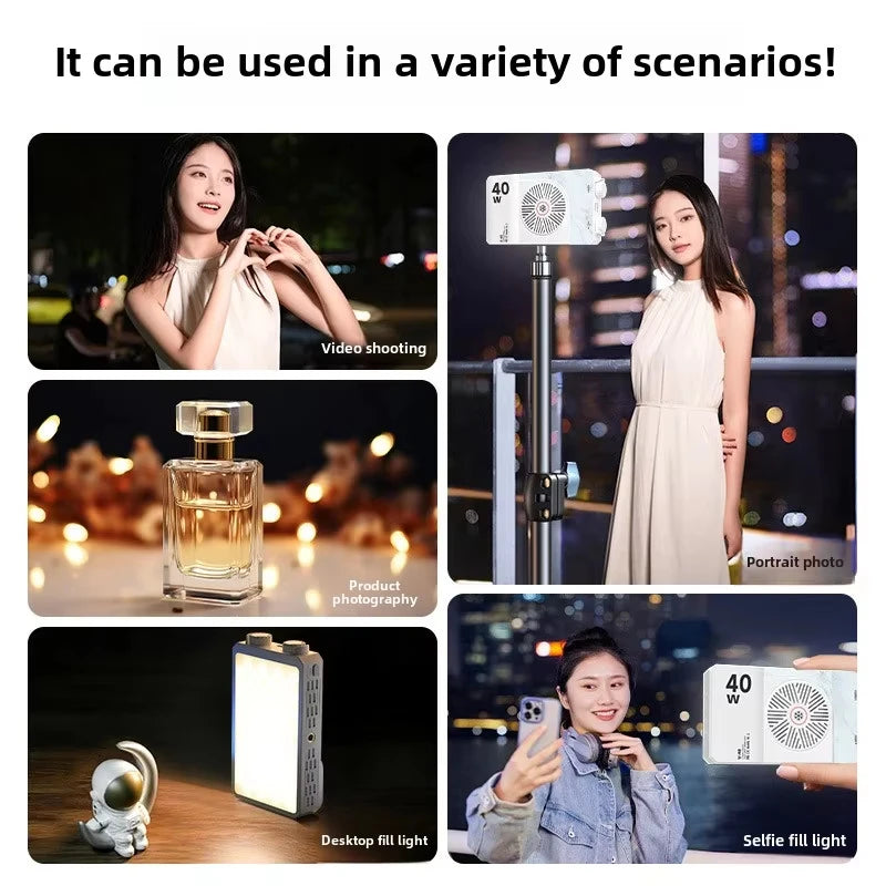 40W Mini Portable LED Fill Video Light with Built