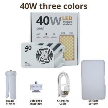 40W LED Bi-Color Portable Pocket Fill Light 2500-9000K Adjustable Brightness Panel DSLR Photography Lighting for YouTube, TikTok
