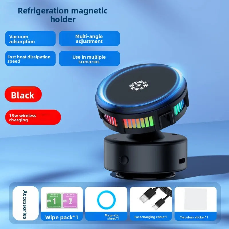 15W Wireless Charging Car Phone Holder | Magnetic, Vacuum Suction