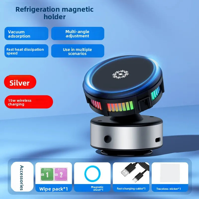 15W Wireless Charging Car Phone Holder | Magnetic, Vacuum Suction