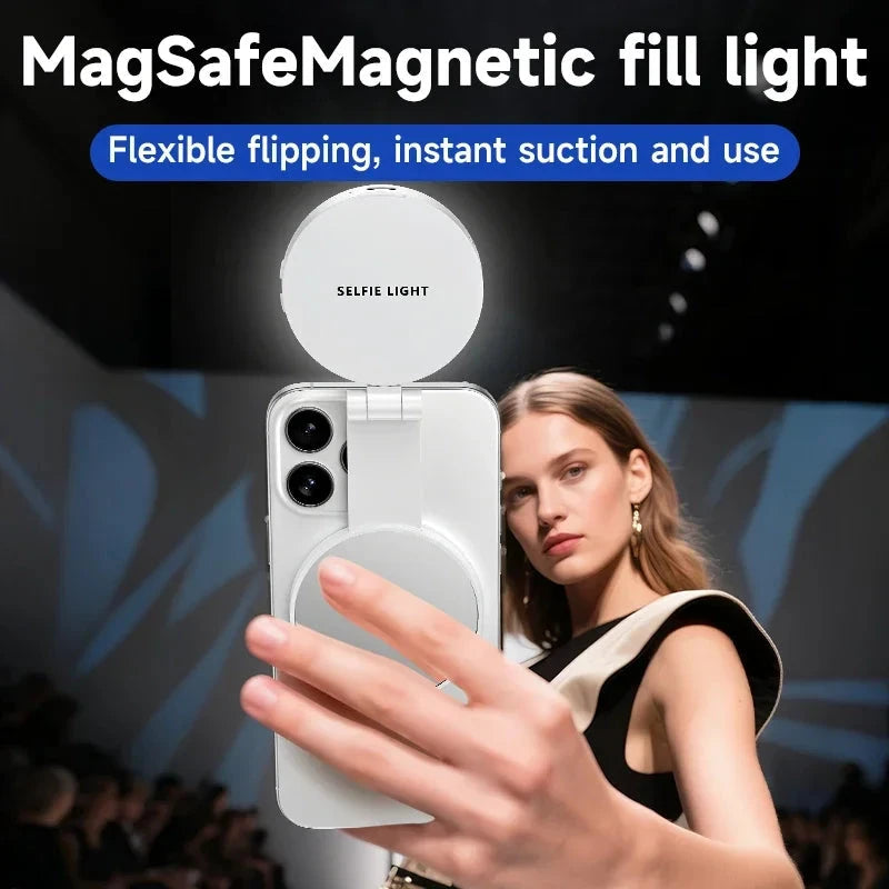 LED Selfie Fill Light for Magsafe Phone Adjustable Brightness Magsafe-Compatible Smartphone Vlog Photography Video Accessory apophis