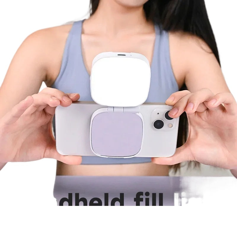 Magnetic Beauty Phone Fill Light | Built-in Makeup Mirror, Foldable Portable Mini | For Selfie/Photo, Universal for all Phones apophis