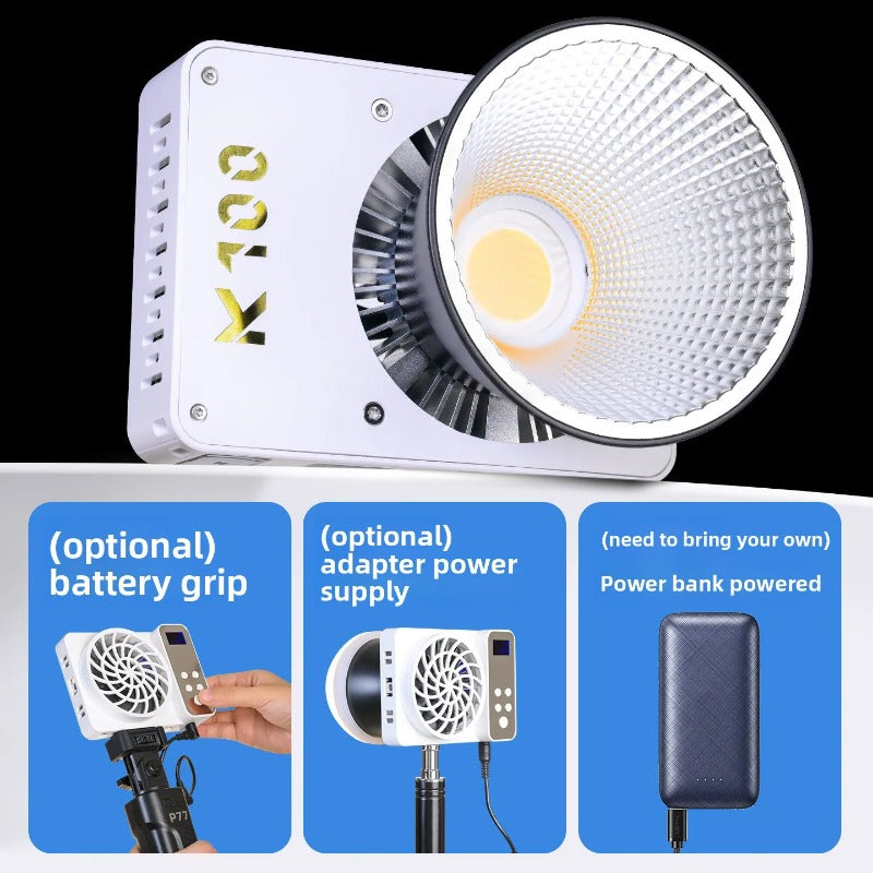 K100 COB Fill Light - 100W Full Color Temperature, Soft Light for Outdoor Night Shooting,Live Streaming & Photography Fill Light